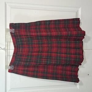 Sag Harbor pleated wool blend skirt - 12 - tartan plaid red black yellow